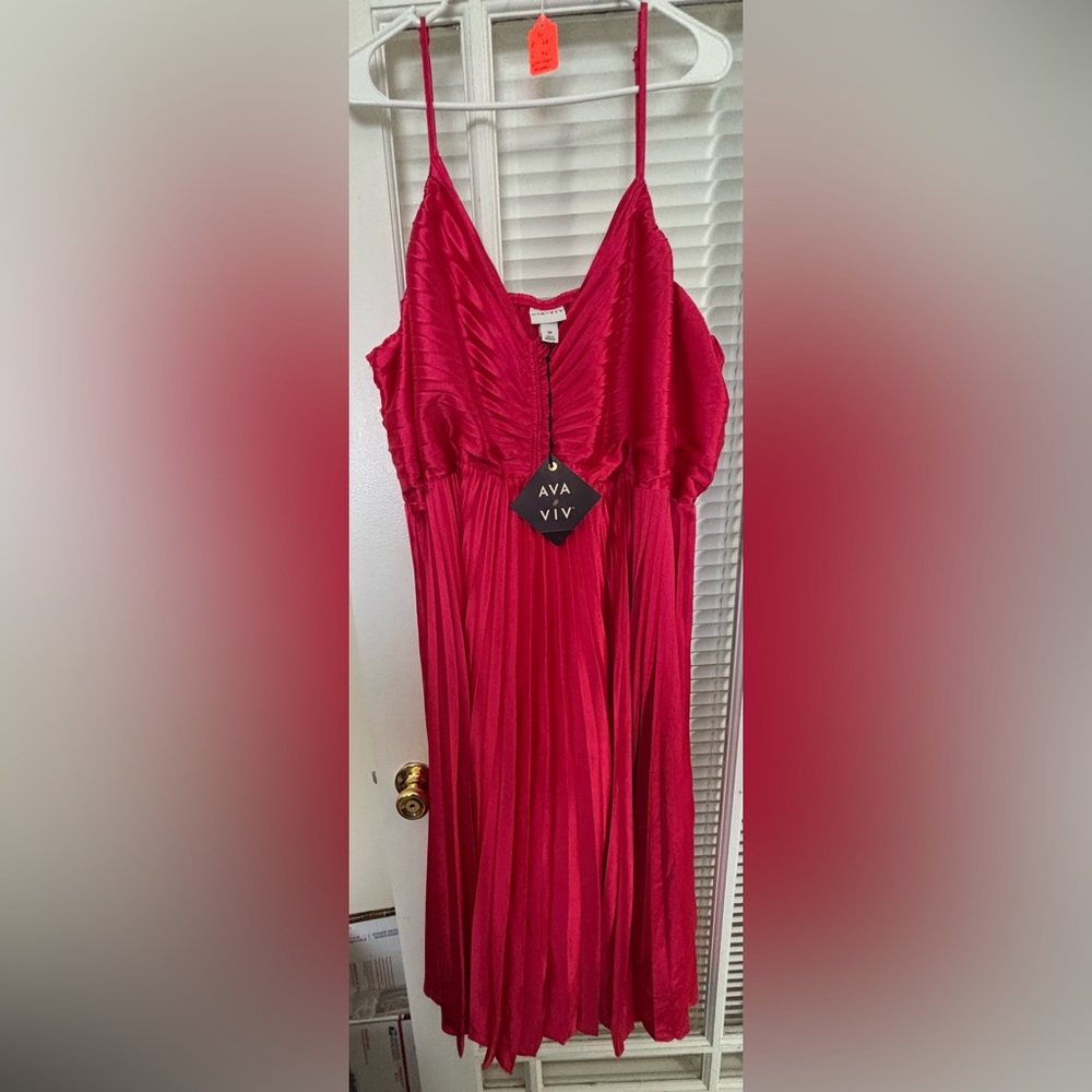 Ava & Viv Hot Pink Pleated Dress-size 3x - Picture 5 of 8